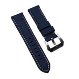 24mm, 26mm Nylon Grain Navy Blue FKM Rubber Leather Hybrid Watch Strap For Panerai