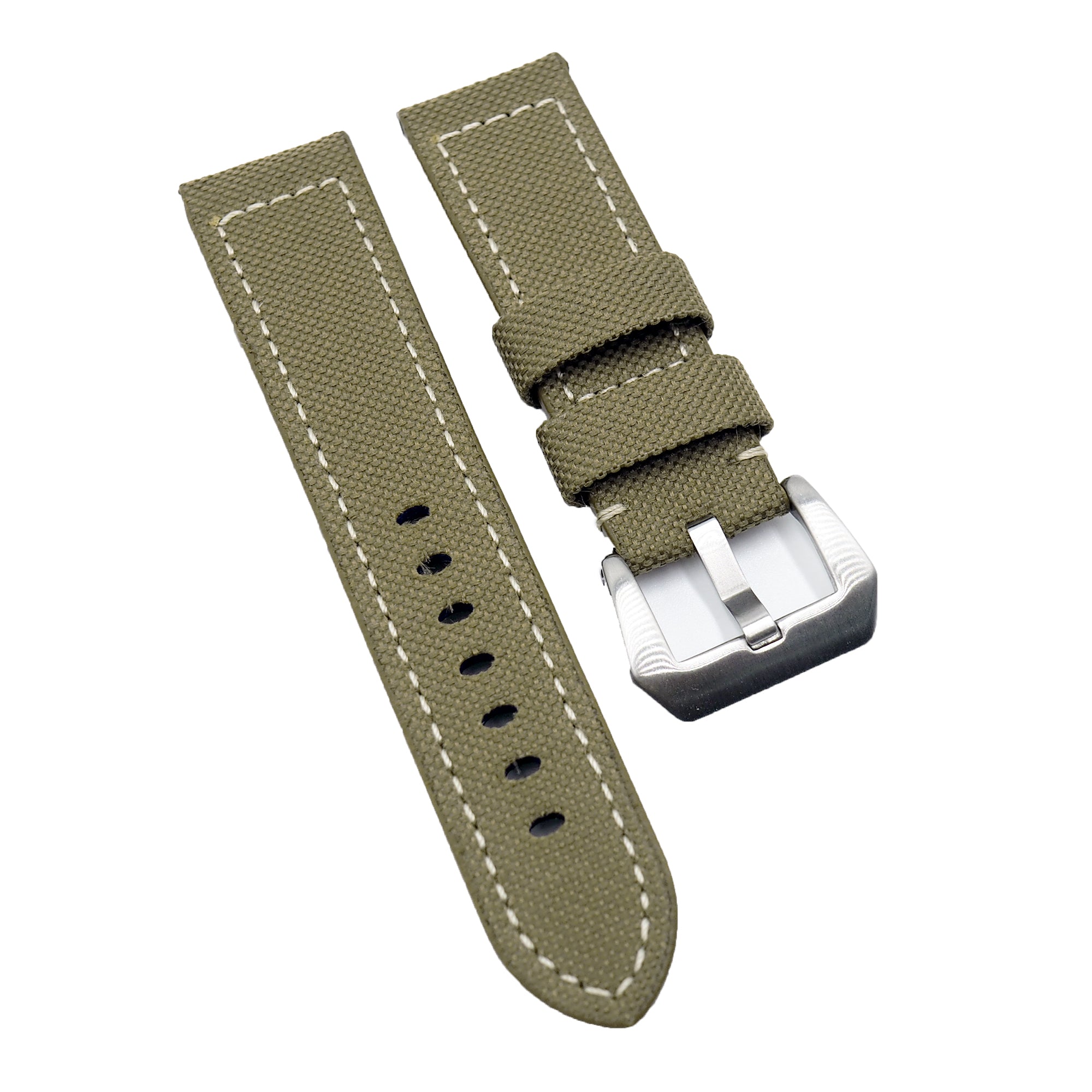 24mm, 26mm Peanut Brown Nylon Watch Strap For Panerai, Cream