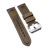 24mm Dark Yellow Calf Leather Watch Strap For Panerai