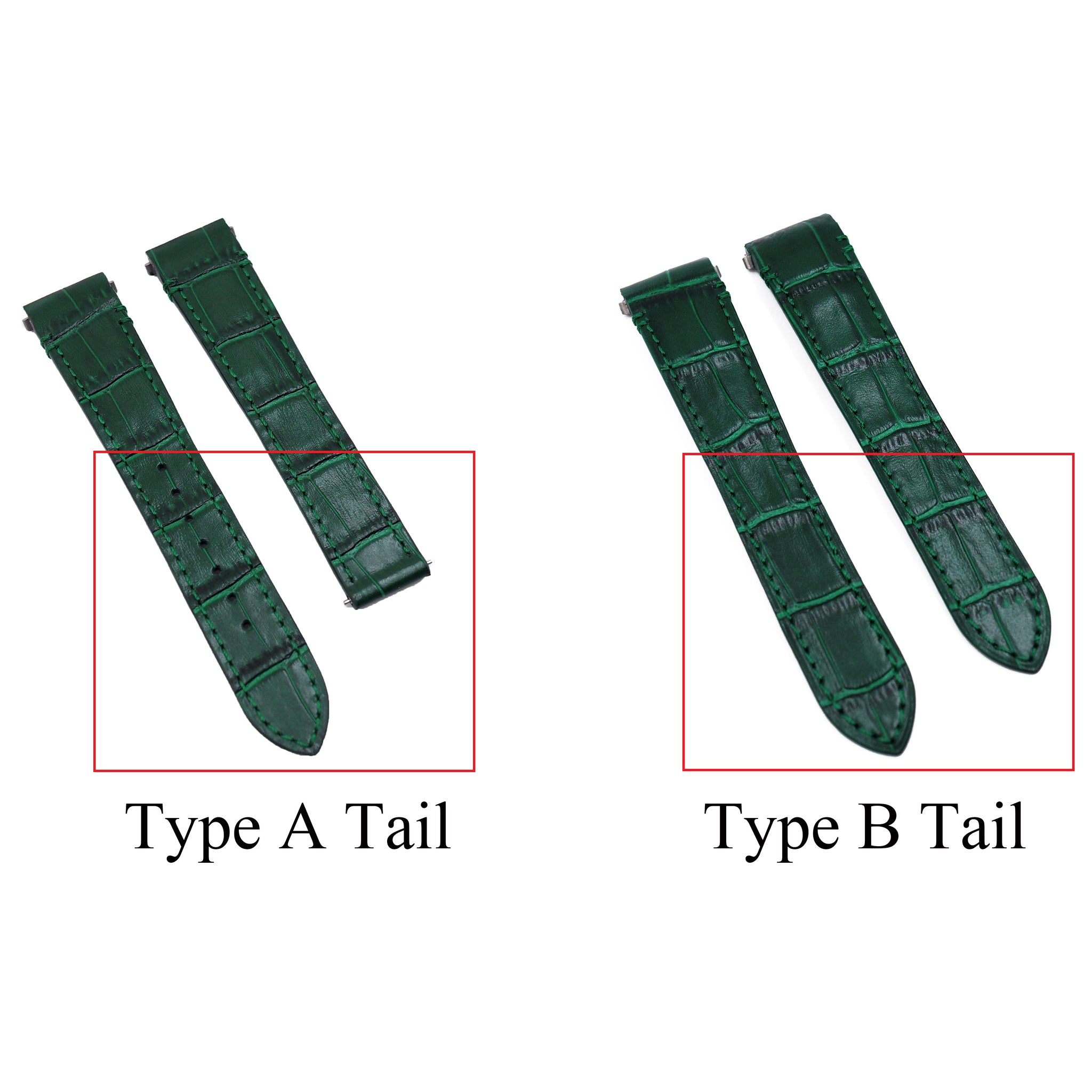 18mm, 21mm Dark Green Alligator Embossed Calf Leather Watch Strap