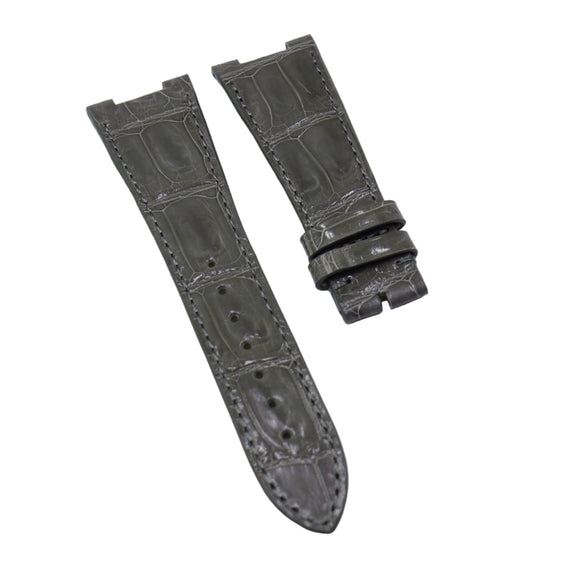 25mm Steel Gray Alligator Watch Strap For Patek Philippe Nautilus