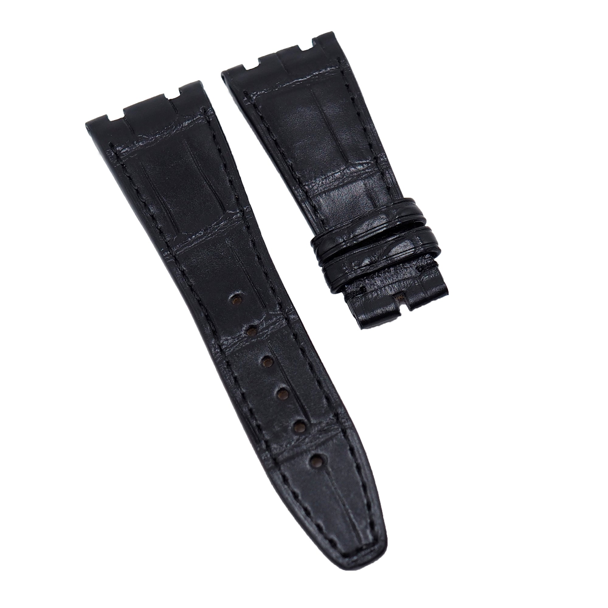 26mm Black Alligator Leather Watch Strap For Audemars Piguet Royal