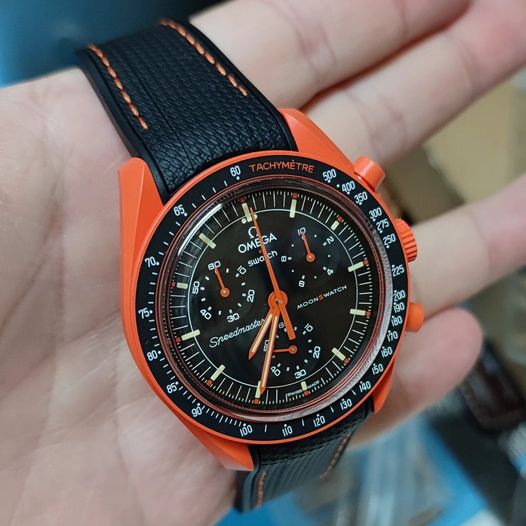 20mm Omega Speedmaster Orange Strap 20mm Curved End Nylon Grain