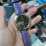 24mm Grape Violet Alligator Embossed Calf Leather Watch Strap For Panerai