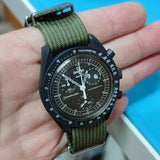 20mm, 22mm Nato Style Army Green Ribbed Nylon Watch Strap