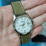 18mm, 19mm, 20mm Army Green Canvas Watch Strap, Cream Stitching