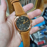 24mm, 26mm Cider Orange Italy Calf Leather Watch Strap For Panerai