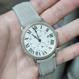 18mm, 19mm, 20mm, 22mm Grey Suede Leather Slim Watch Strap