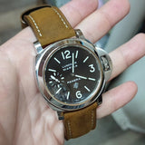 24mm, 26mm Coffee Brown Matte Calf Leather Watch Strap For Panerai, Two Length Size