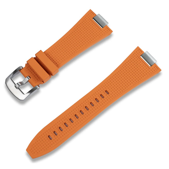 Crafter Blue 12mm Orange FKM Rubber Watch Strap For Tissot PRX, Quick Release Spring Bars