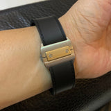 23mm, 25mm Black Rubber Watch Strap For Cartier Santos 100 XL