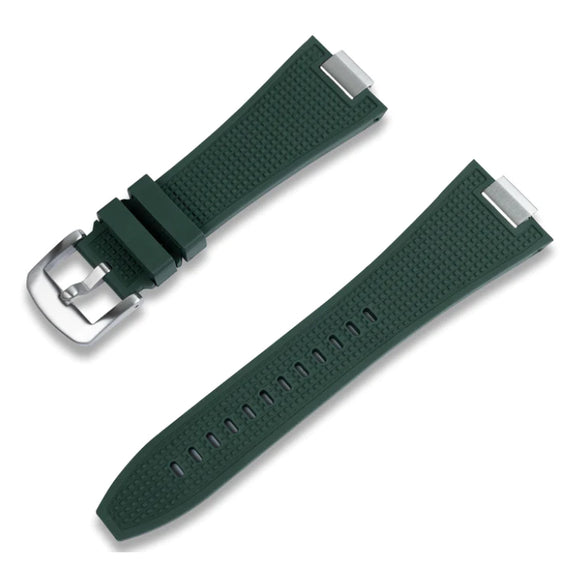 Crafter Blue 12mm Green FKM Rubber Watch Strap For Tissot PRX, Quick Release Spring Bars