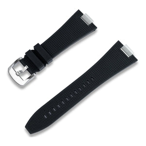 Crafter Blue 12mm Black FKM Rubber Watch Strap For Tissot PRX, Quick Release Spring Bars