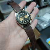 20mm, 22mm Vintage Style Chocolate Brown Italy Calf Leather Watch Strap
