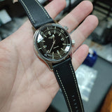 18mm, 20mm, 22mm Black Italian Calf Leather Rubber Watch Strap