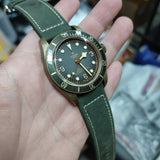 23mm Green Matte Calf Leather Watch Strap For Zenith