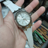 【GM】 26mm White FKM Rubber Watch Strap For Audemars Piguet Royal Oak 41mm