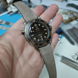 20mm, 22mm Rhinoceros Grey Suede Leather Slim Watch Strap