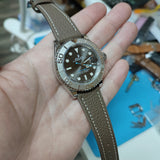18mm, 20mm Etoupe Gray Litchi Grain Calf Leather Watch Strap