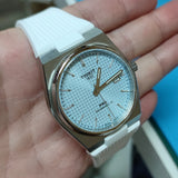 12mm Fine Square Pattern White Rubber Watch Strap For Tissot PRX