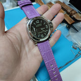 22mm, 24mm, 26mm Lollipop Violet Alligator Leather Watch Strap For Panerai
