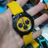 19mm, 20mm, 21mm, 22mm Double Ladder Pattern Yellow FKM Rubber CTS Watch Strap, Quick Release Spring Bars