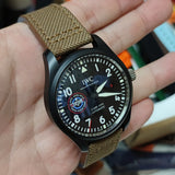 20mm, 21mm Pilot Style Peanut Brown Nylon Watch Strap For IWC, Semi Square Tail