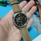 24mm, 26mm Peanut Brown Nylon Watch Strap For Panerai, Cream Stitching