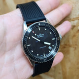 【GM】 23mm Straight Grain Black FKM Rubber Watch Strap For Blancpain Fifty Fathoms