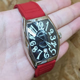 20mm, 21mm, 22mm Pilot Style Red FKM Rubber Watch Strap For IWC, Semi Square Tail, Quick Release Spring Bars