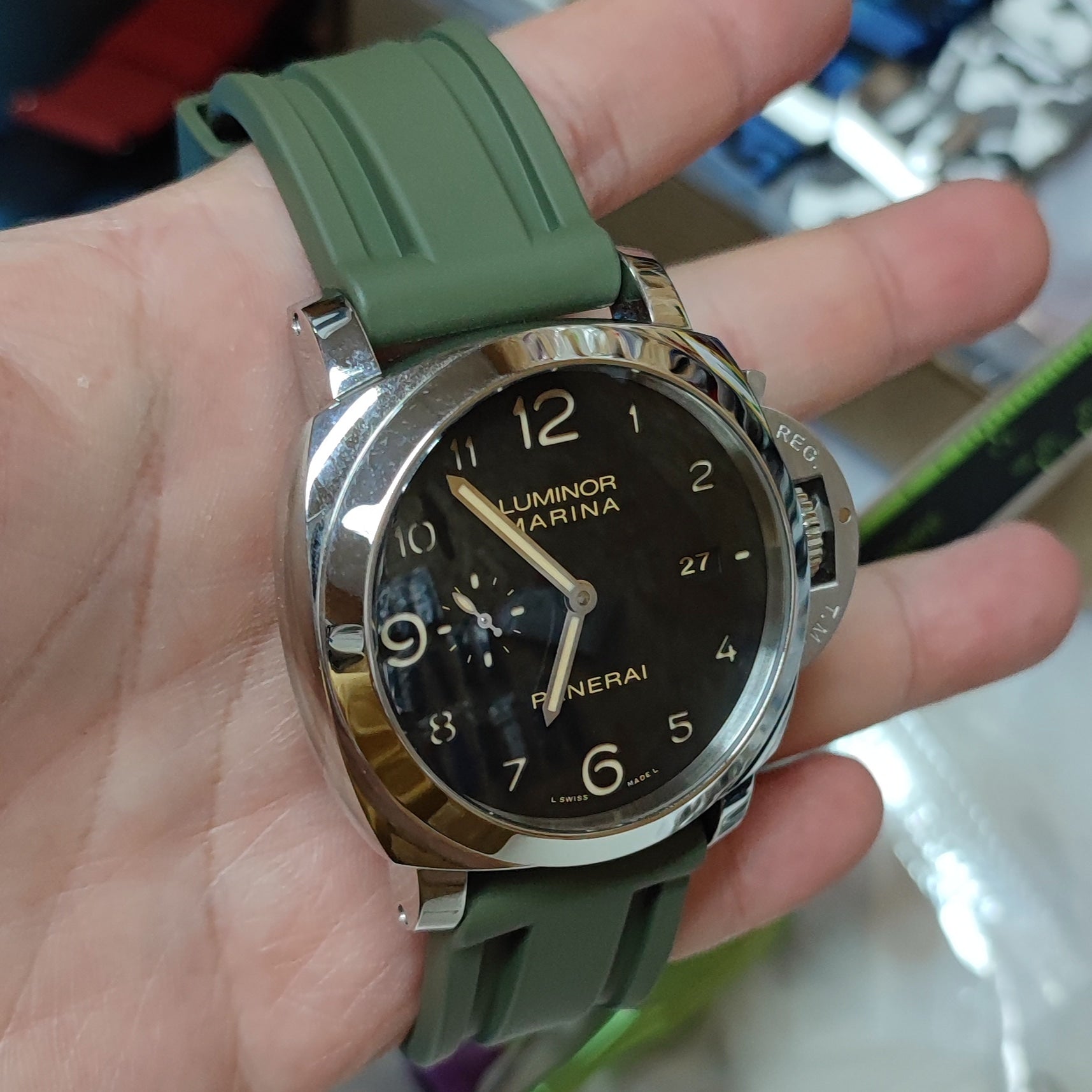 Wrist Panerai Rubber Watch Strap 22mm, 24mm Olive Green Vulcanized