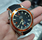 20mm, 22mm Curved End Hybrid Black Nylon Orange Rubber Watch Strap For Omega