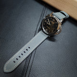 24mm, 26mm Grey Nylon Watch Strap For Panerai, Cream Stitching