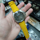 24mm, 26mm Yellow Saffiano Leather Watch Strap For Panerai, Two Length Size