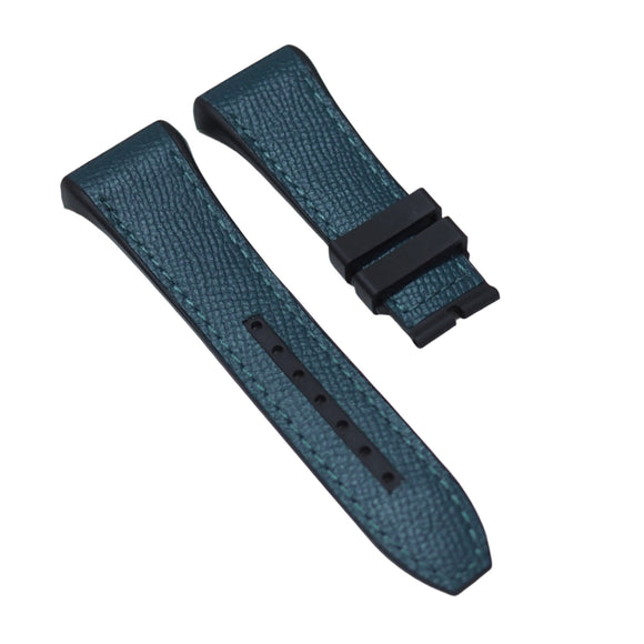 26mm, 29mm Hybrid Sea Blue Epsom Calf Leather Black Rubber Watch Strap For Franck Muller Vanguard