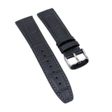 20mm, 21mm Dark Gray Alligator Embossed Calf Leather Watch Strap For IWC