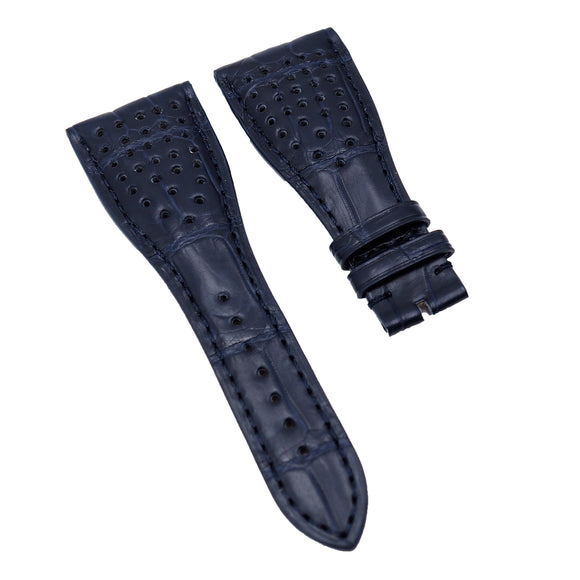 30mm, 32mm Racing Style Navy Blue Alligator Leather Watch Strap For Roger Dubuis Golden Square