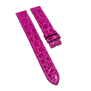 18mm, 19mm, 20mm, 21mm, 22mm Magenta Pink Alligator Leather Watch Strap, Small Scale Pattern