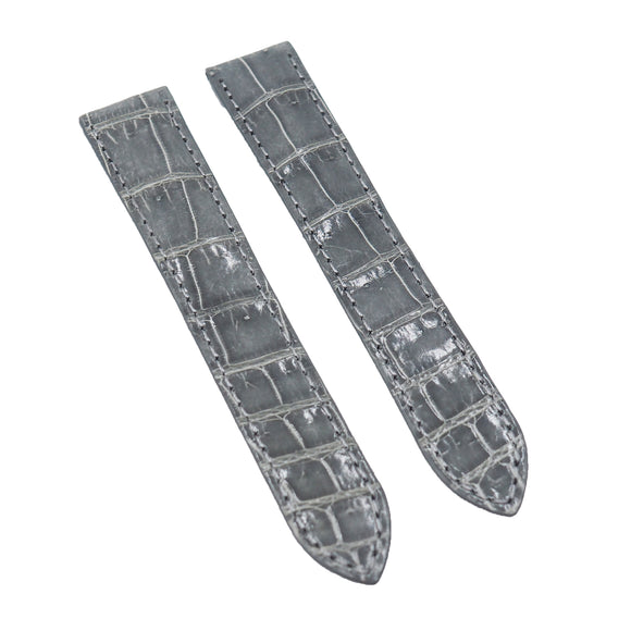 16mm, 20mm, 21mm, 23mm Steel Gray Alligator Leather Watch Strap For Cartier Tank & Ronde Solo Model