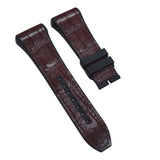 26mm, 29mm Hybrid Brown Alligator Leather Black Rubber Watch Strap For Franck Muller Vanguard