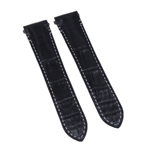 18mm, 21mm Black Alligator Leather Watch Strap, Gray Stitching For Cartier Santos Model, Quick Release