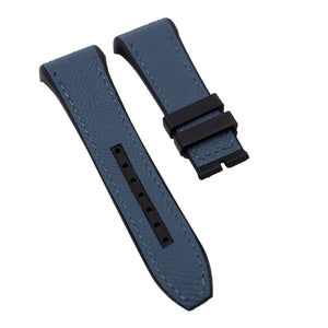 26mm, 29mm Hybrid Aegean Blue Epsom Calf Leather Black Rubber Watch Strap For Franck Muller Vanguard