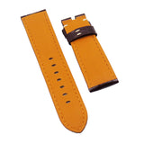 22mm, 24mm, 26mm Syrup Brown Alligator Leather Watch Strap For Panerai, Cream Stitching