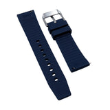 22mm Nylon Grain Navy Blue FKM Rubber Watch Strap, Quick Release Spring Bars