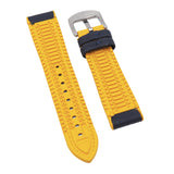 20mm, 21mm, 22mm, 23mm, 24mm Hybrid Navy Fiber Yellow Rubber Watch Strap