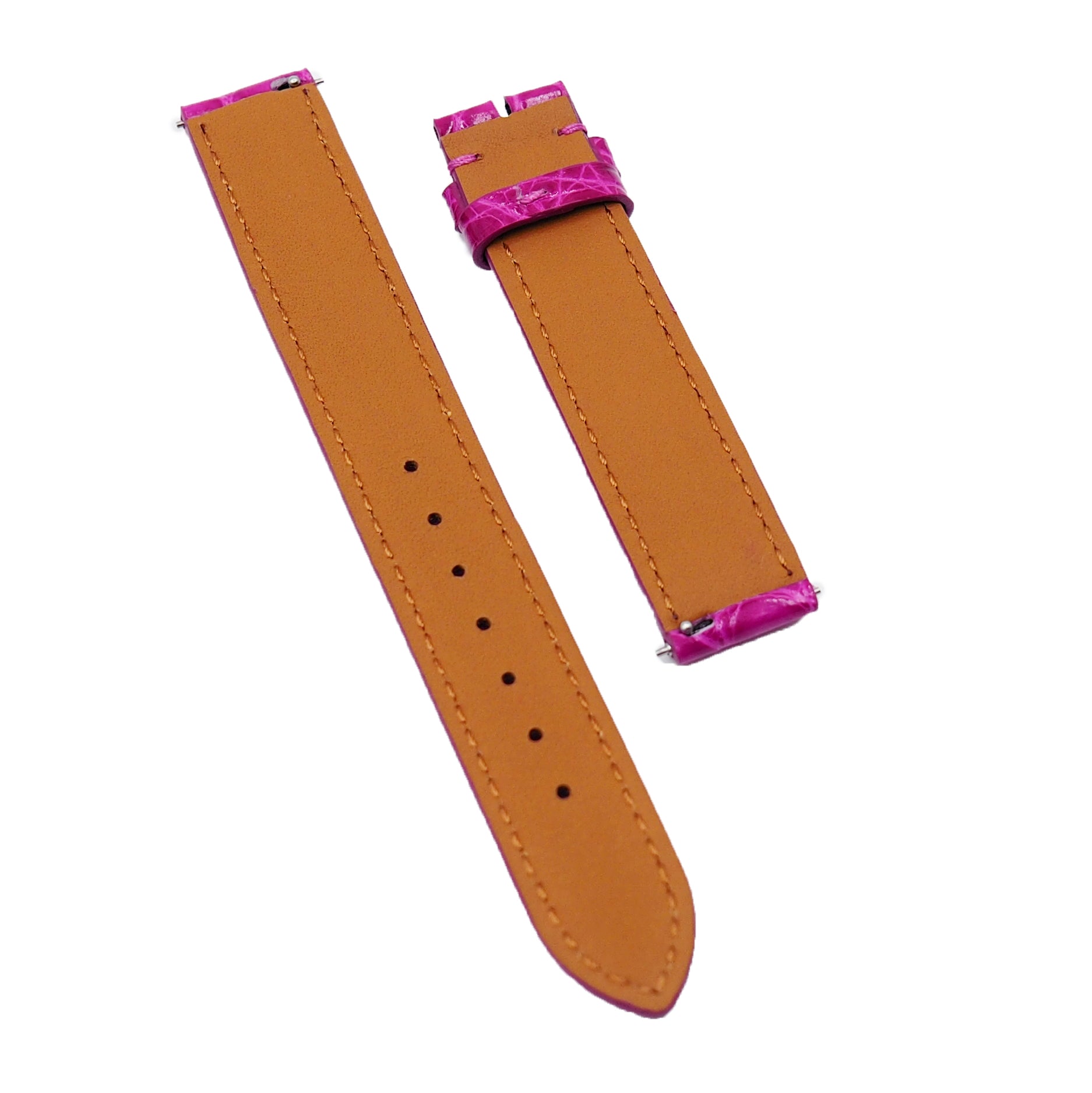18mm, 19mm, 20mm, 21mm, 22mm Magenta Pink Alligator Leather  display picture 2