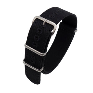 20mm, 22mm Nato Style Black Canvas Watch Strap, Model B