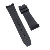 22mm Curved End Black Rubber Watch Strap For Swatch Scuba Fifty Fathoms