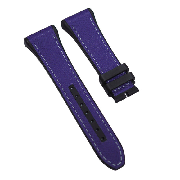 26mm, 29mm Hybrid Blue Epsom Calf Leather Black Rubber Watch Strap For Franck Muller Vanguard