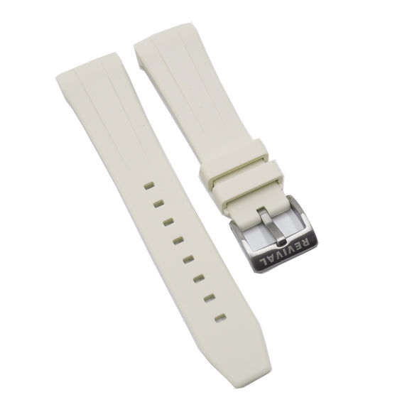 22mm Curved End Seashell White Rubber Watch Strap For Swatch Scuba Fifty Fathoms